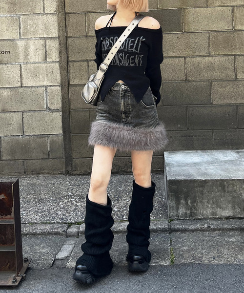 SPIRALGIRL デニムスカート ファーデニムスカート : ZOZOTOWN