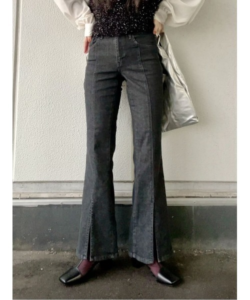 SOMETHING（サムシング） ブーツカットデニムパンツ 27inch ブラック