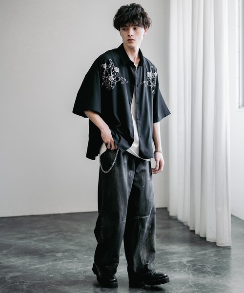 「Rocky Monroe」 7分袖シャツ X-LARGE チャコールグレー メンズ_画像9