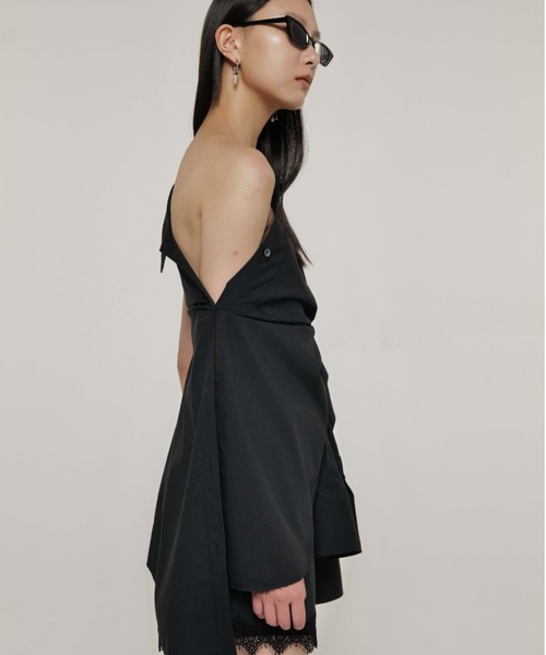 新品未使用　韓国ブランド　j. jane ブラックメッシュ襟　シャツ JANE SMITH:〈手洗い可能〉レース オープンカラー シャツ