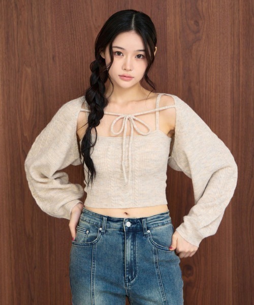 archives（アルシーヴ） アンサンブル ケーブルニットボレロ