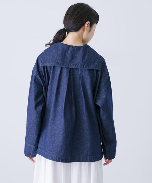 かぐれ ブラウス シャツ デニムセーラープルオーバー レディース