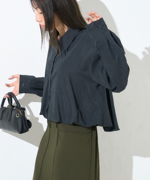 ブラウス シャツ バルーンヘム クロップドシャツ レディース | TRIANGLE PALETTE | 10