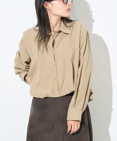 ブラウス シャツ バルーンヘム クロップドシャツ レディース | TRIANGLE PALETTE | 14