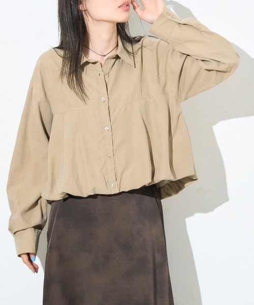 ブラウス シャツ バルーンヘム クロップドシャツ レディース | TRIANGLE PALETTE | 16