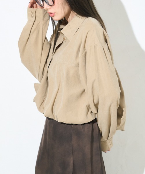 ブラウス シャツ バルーンヘム クロップドシャツ レディース | TRIANGLE PALETTE | 20