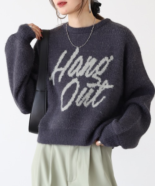 gleam ニット セーター ショート丈ロゴニット レディース : ZOZOTOWN