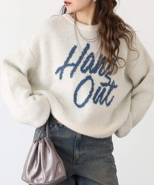 gleam ニット セーター ショート丈ロゴニット レディース : ZOZOTOWN