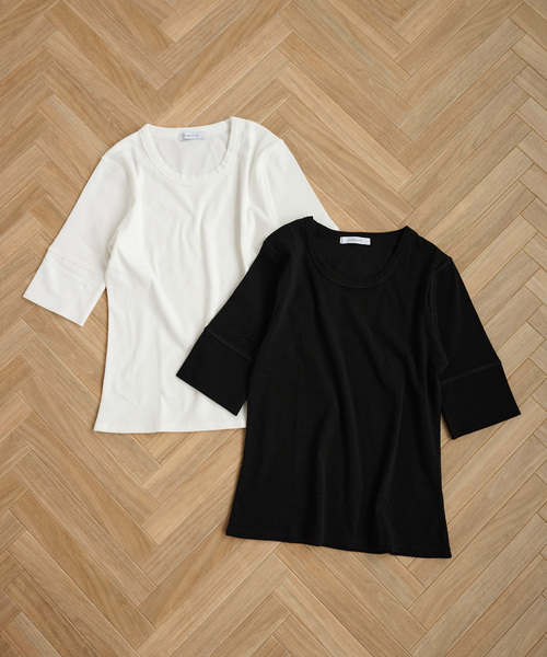 B.C STOCK（ベーセーストック） 7分袖カットソー FREE ライトグリーン