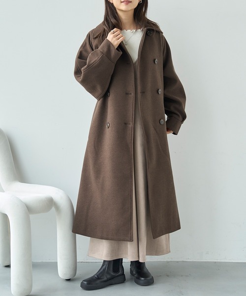 mil（ミル） ステンカラーコート コート フレアヨーク ウールライク