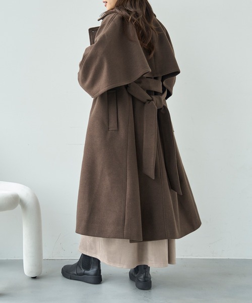mil（ミル） ステンカラーコート コート フレアヨーク ウールライク