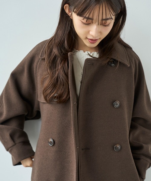mil（ミル） ステンカラーコート コート フレアヨーク ウールライク