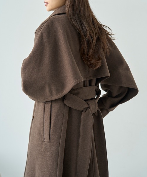 mil（ミル） ステンカラーコート コート フレアヨーク ウールライク