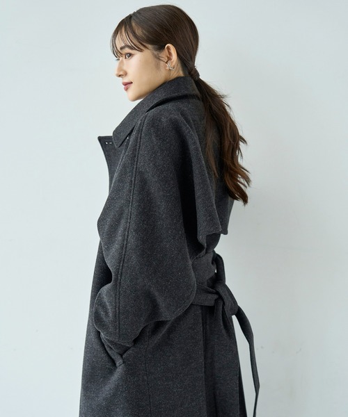 mil（ミル） ステンカラーコート コート フレアヨーク ウールライク