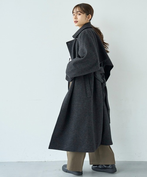 mil（ミル） ステンカラーコート コート フレアヨーク ウールライク