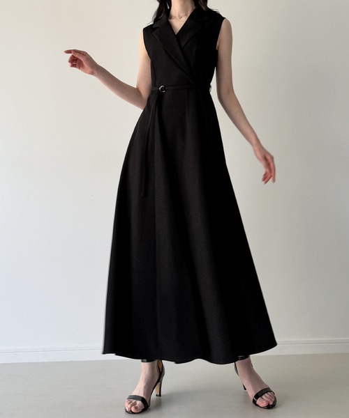 JUNOAH（ジュノア） ノースリーブワンピース MEDIUM ブラック