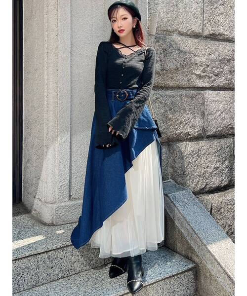 トップス ms RESEXXY（リゼクシー） tシャツ フロントクロスカットリブトップス