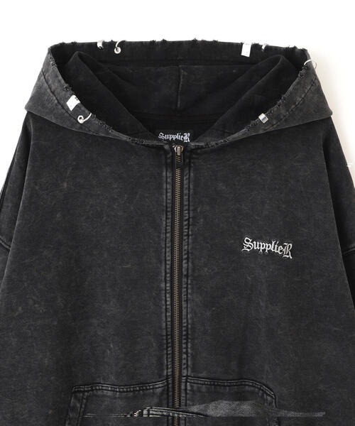 【最安値】 サプライヤー ジップパーカー SUPPLIER/サプライヤー Dagger Leather Patch Zip Hoodie フーディー