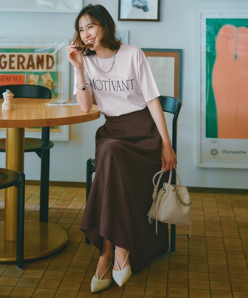 「UNFILO」 半袖Tシャツ MEDIUM ブラウン レディース_画像3