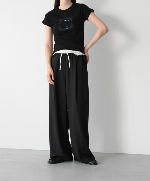 「CANAL JEAN」 「El mar」半袖Tシャツ ONE SIZE ブラック レディース_画像4