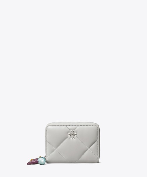 【TORY BURCH】トリーバーチ　二つ折り財布　ダイヤモンドキルト　ホワイト TORY BURCH（トリーバーチ） 財布 キラ ダイヤモンドキルト ジップ