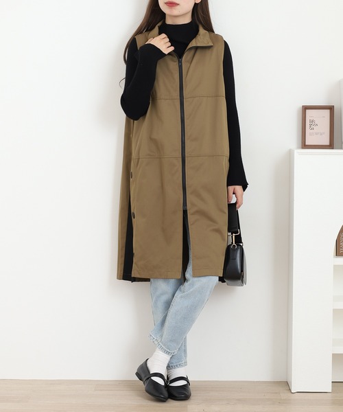 ベスト ジレ A.N.L 配色スタンドカラーベスト レディース : ZOZOTOWN