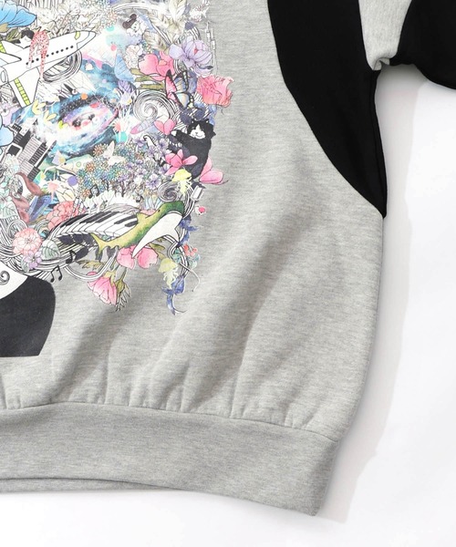 ScoLar（スカラー） tシャツ 153740：花×宇宙×アート バイカラー裏起毛