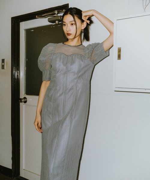 「ANDRESD」 半袖ワンピース M ブルー レディースの画像