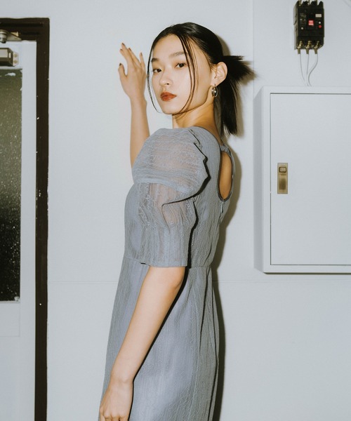 「ANDRESD」 半袖ワンピース M ブルー レディースの画像