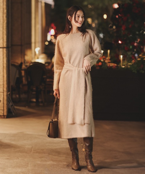 anuans（アニュアンス） ワンピース ウールミンクニットワンピース