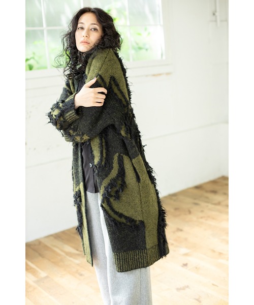 「OSMOSIS」 ニットカーディガン ONE SIZE ブラウン レディース_画像2