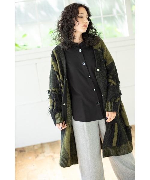 「OSMOSIS」 ニットカーディガン ONE SIZE ブラウン レディース_画像4