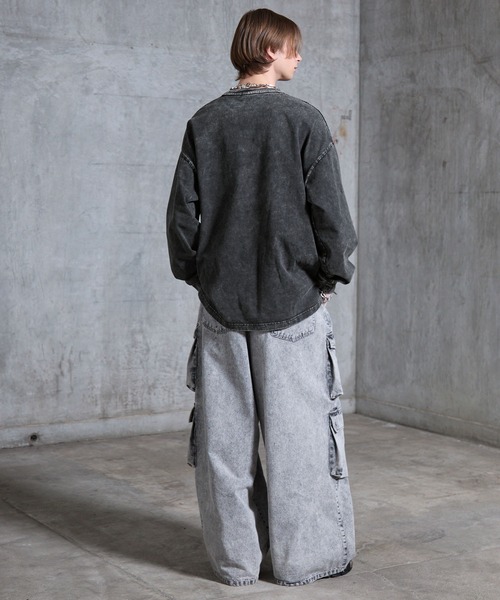 ヘビーウェイトヴィンテージ アメリカン 長袖Tシャツルーズシルエット ストリート SERACE tシャツ 「SERACE」Heavy weight loose vintage chemical long