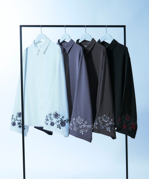 「Ellno Loset」 長袖シャツ MEDIUM ブルーグレー メンズ_画像2