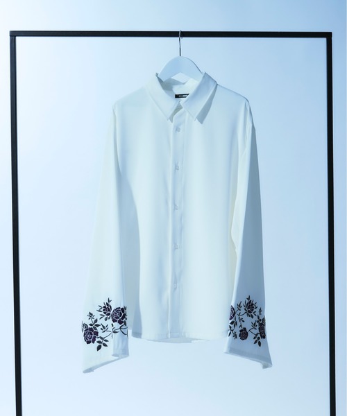 「Ellno Loset」 長袖シャツ MEDIUM ブルーグレー メンズ_画像3