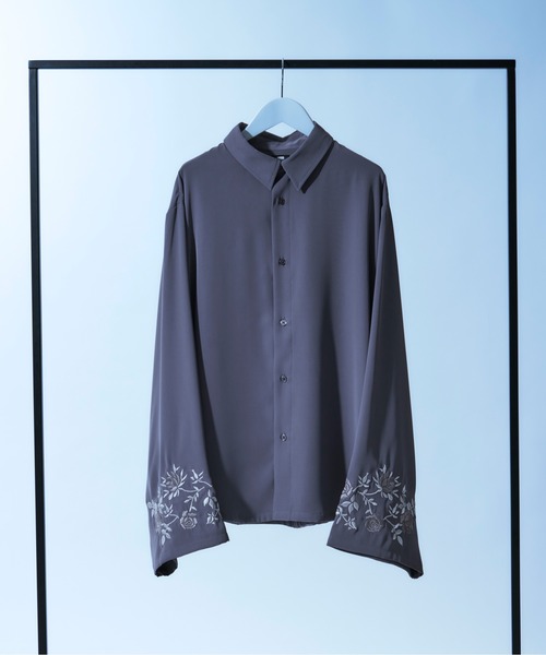 「Ellno Loset」 長袖シャツ MEDIUM ブルーグレー メンズ_画像4