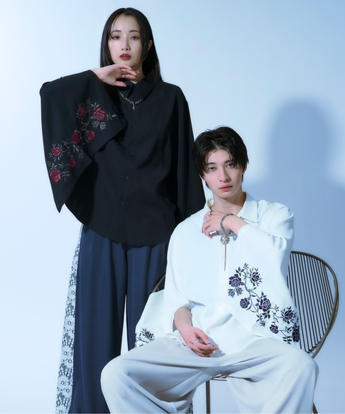 「Ellno Loset」 長袖シャツ MEDIUM ブルーグレー メンズ_画像8