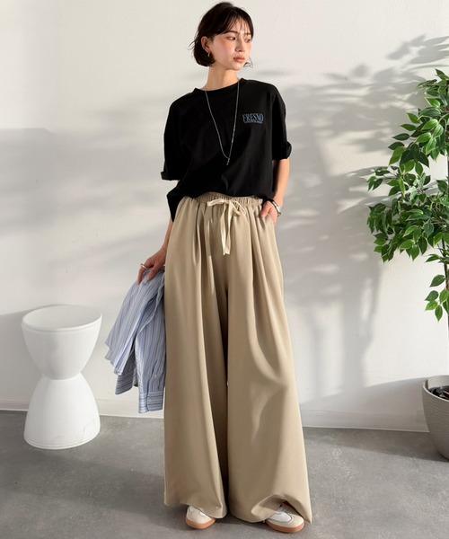 Java ワイドパンツ パンツ ジャバコラボ」夏を涼しく、品よくこなれる