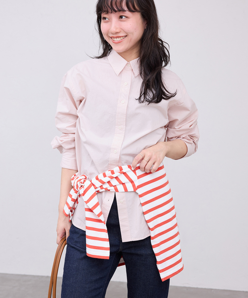 IENA SLOBE 半袖シャツ ピンク　綿100% 日本製　【新品】 SLOBE IENA（スローブイエナ） ブラウス シャツ Wash Cotton Color
