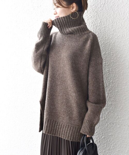 グレー タートルネックニット WEB限定/OUTLET】【SL】【秋冬】タートルネック ニットセーター/グレー