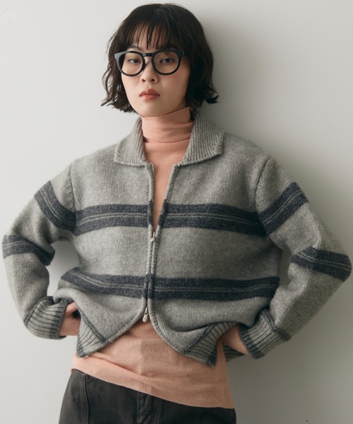 full/fill. カーディガン border zip knit cardigan / ボーダージップ