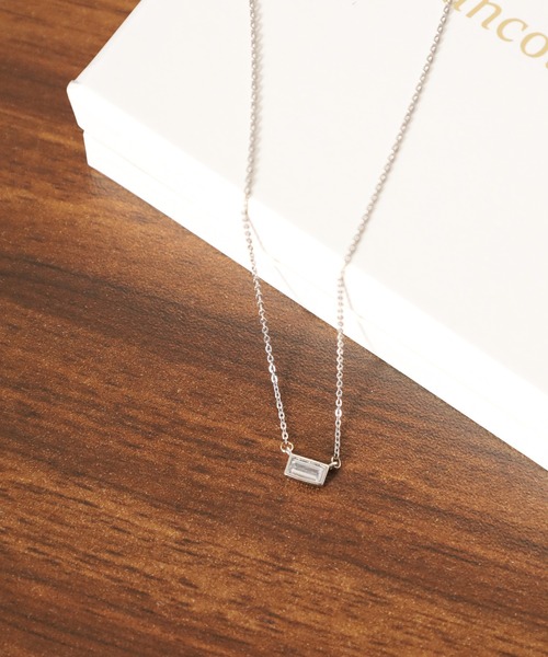 ネックレス blancotokyo ギフトBOXセット 日本製 金属アレルギー対策 サージカル ステンレス 316L スクエア ジルコニア ネックレス_1