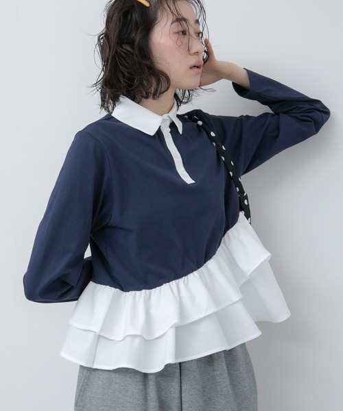 HEILIS（ヘイリス） tシャツ ペプラムポロカットソートップス