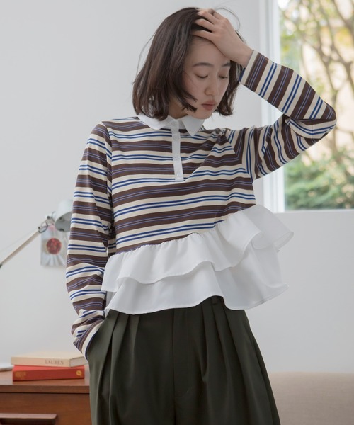HEILIS（ヘイリス） tシャツ ペプラムポロカットソートップス