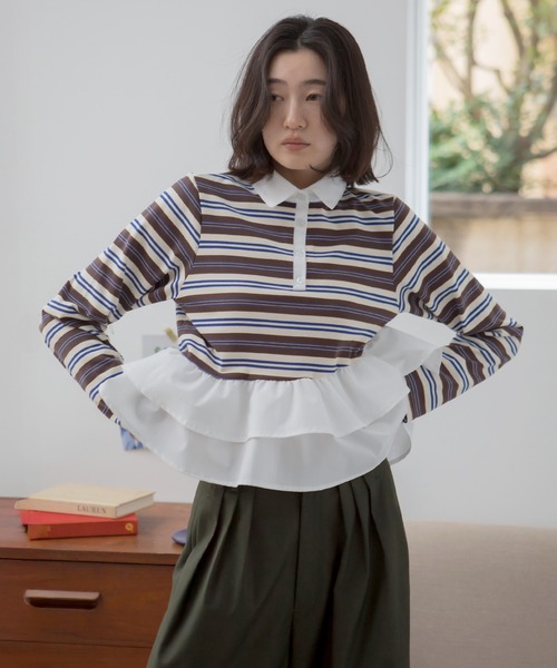 HEILIS（ヘイリス） tシャツ ペプラムポロカットソートップス