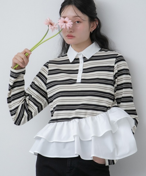 HEILIS（ヘイリス） tシャツ ペプラムポロカットソートップス