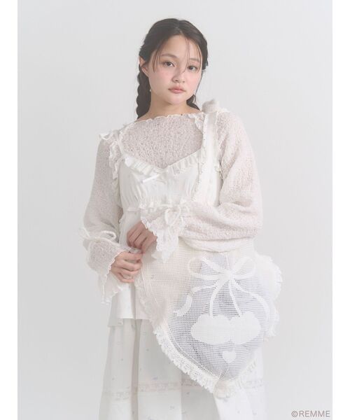merry jenny（メリージェニー） トートバッグ Cherry heart knit tote