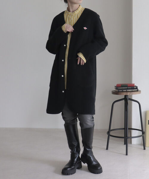 ダントン　danton 38 ブラック Danton（ダントン） ノーカラーコート 38 ブラック レディース