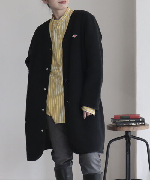 Danton（ダントン） ノーカラーコート 38 ブラック レディース