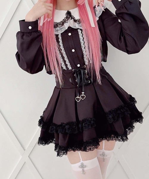 MA*RS（マーズ） ブラウス シャツ 胸開き配色ダブルレースブラウス